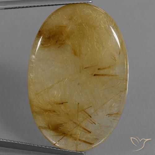 39.16ct طبيعي أصفر-ذهبى كوارتز روتيل, بيضوي, نصف شفاف