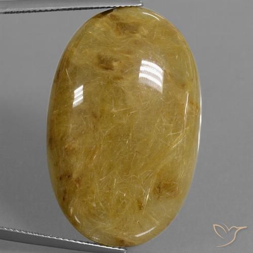52.73ct طبيعي أصفر ترابى كوارتز روتيل, بيضوي, نصف شفاف