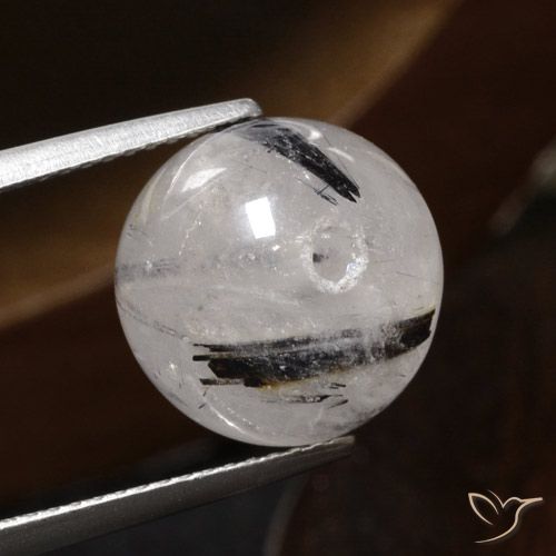 12.31ct طبيعي شفاف مع أسود كوارتز روتيل, جسم كروى / الكرة, نصف شفاف