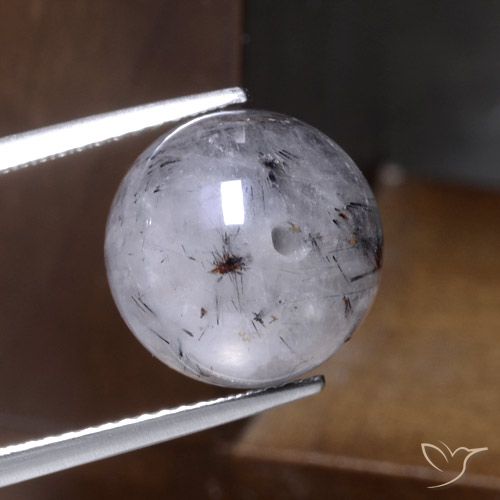 12.36ct طبيعي شفاف مع أسود كوارتز روتيل, جسم كروى / الكرة, نصف شفاف