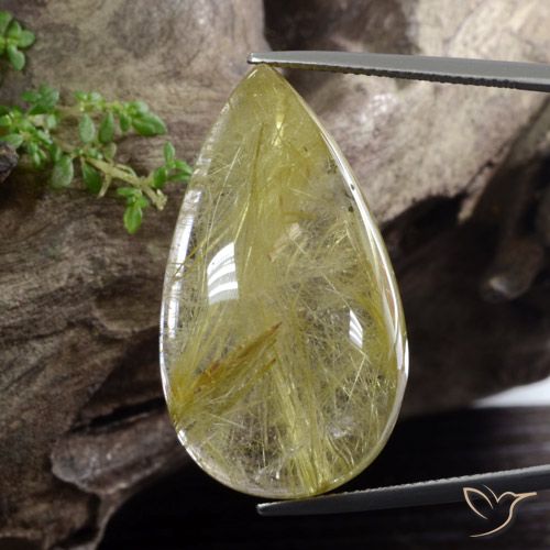 41.84ct طبيعي أصفر توسكانا كوارتز روتيل, شكل الكمثرى, نصف شفاف