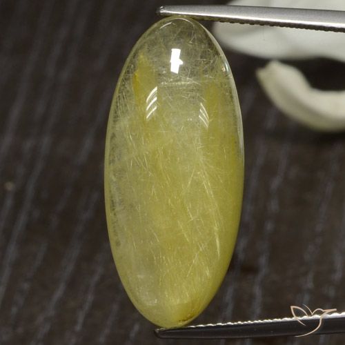 18.94ct طبيعي أصفر متوسط كوارتز روتيل, بيضوي, نصف شفاف