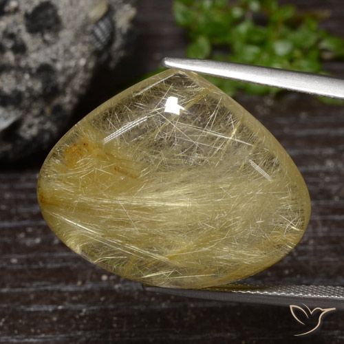 32.98ct طبيعي أصفر متوسط كوارتز روتيل, شكل الكمثرى, شفاف