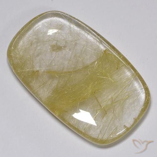 74.88ct طبيعي أصفر ترابى كوارتز روتيل, وسادة, نصف شفاف