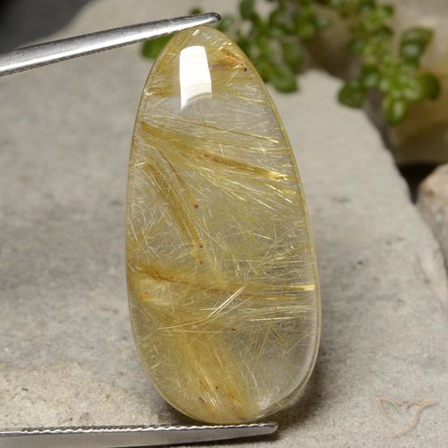 22.57ct طبيعي أصفر توسكانا كوارتز روتيل, شكل الكمثرى, نصف شفاف
