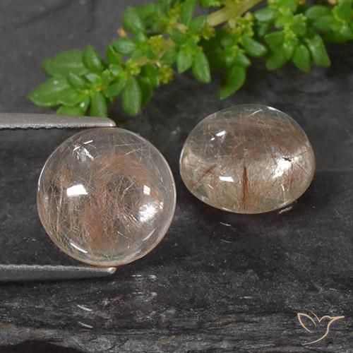 6.52ctw طبيعي برتقالى محمر غامق كوارتز روتيل, دائري, شفاف, Photo A