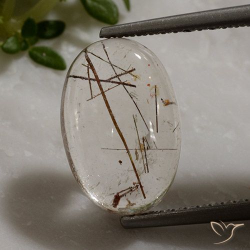 3.42ct طبيعي شفاف مع نحاسى كوارتز روتيل, بيضوي, شفاف