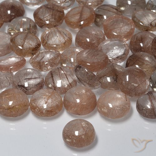 1.97ct طبيعي شفاف مع بنى كوارتز روتيل, دائري, نصف شفاف
