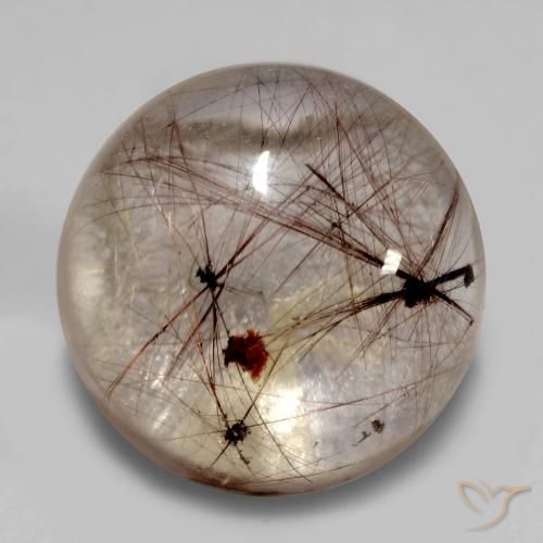 5.45ct طبيعي شفاف مع بنى كوارتز روتيل, دائري, شفاف