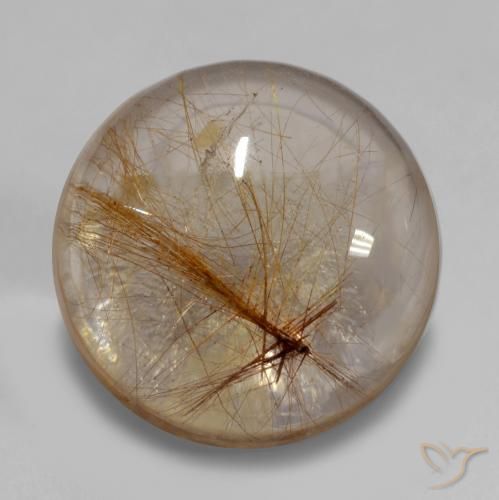 6.49ct طبيعي بنى مصفر فاتح جدا كوارتز روتيل, دائري, شفاف