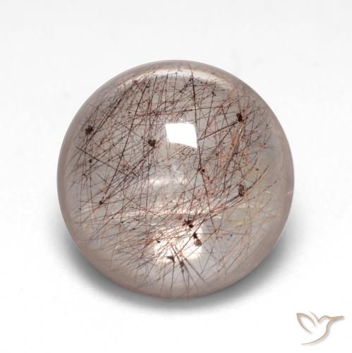 4.98ct طبيعي بنى الجوز فاتح كوارتز روتيل, دائري, شفاف