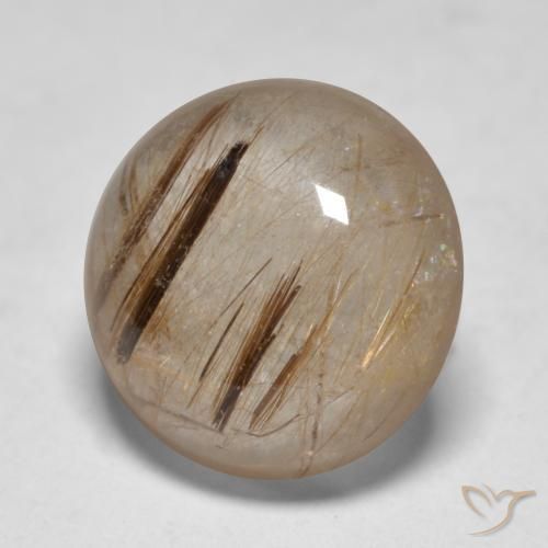 4.79ct طبيعي شفاف مع بنى كوارتز روتيل, دائري, نصف شفاف