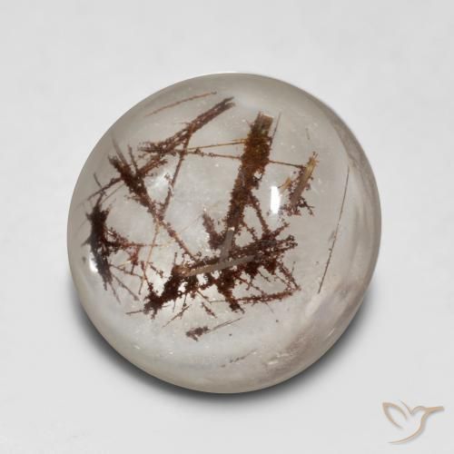 5.59ct طبيعي شفاف مع بنى كوارتز روتيل, دائري, شفاف