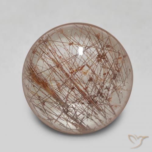 5.84ct طبيعي شفاف مع نحاسى كوارتز روتيل, دائري, شفاف