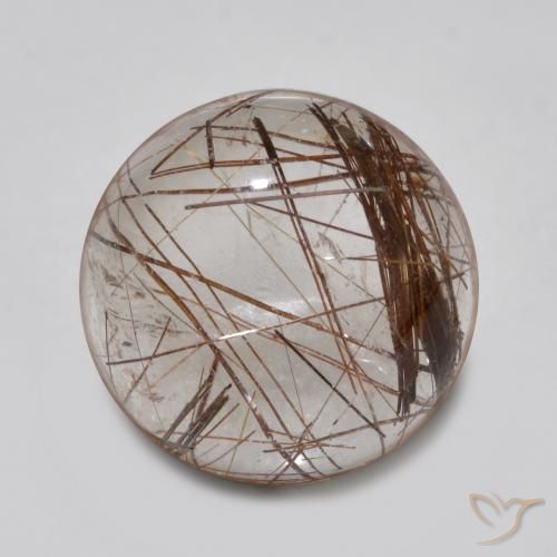 4.65ct طبيعي شفاف مع بنى كوارتز روتيل, دائري, شفاف