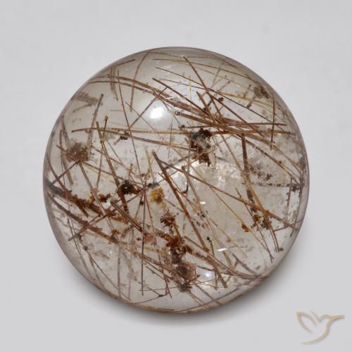 5.36ct طبيعي شفاف مع بنى كوارتز روتيل, دائري, شفاف