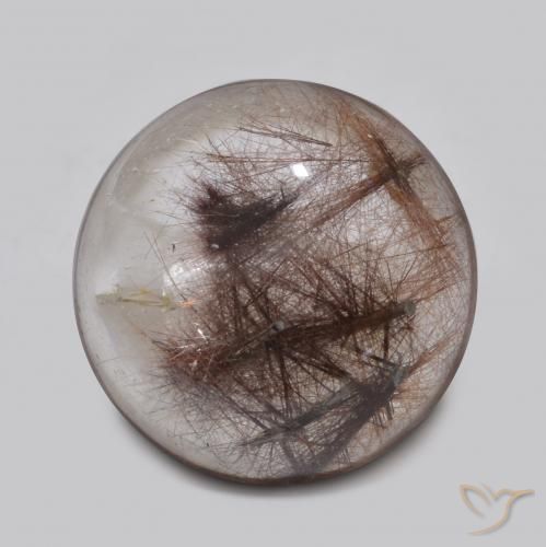 5.04ct طبيعي شفاف مع بنى كوارتز روتيل, دائري, نصف شفاف