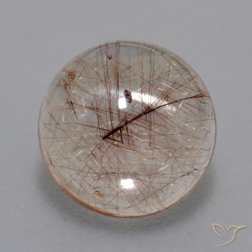 4.46ct طبيعي شفاف مع بنى كوارتز روتيل, دائري, شفاف