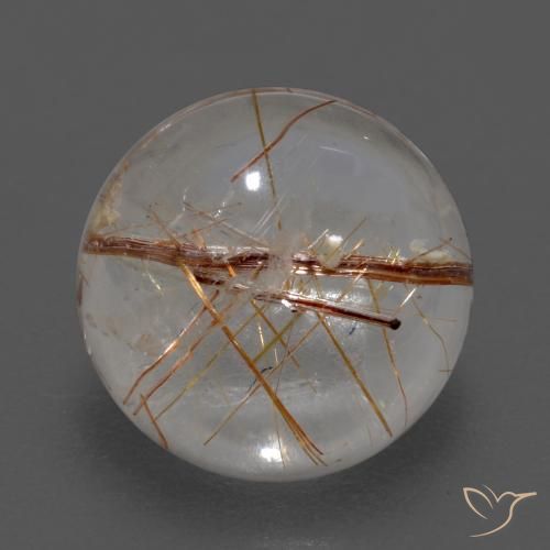 3.69ct طبيعي شفاف مع بنى كوارتز روتيل, دائري, شفاف
