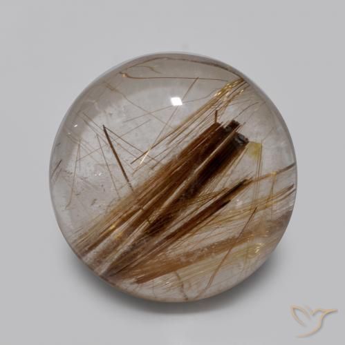 4.50ct طبيعي شفاف مع بنى كوارتز روتيل, دائري, نصف شفاف