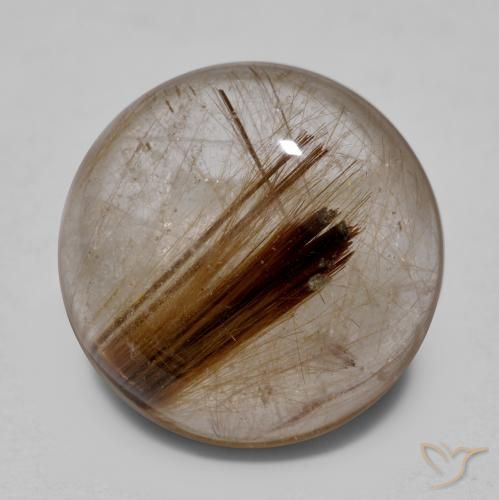 8.25ct طبيعي شفاف مع بنى كوارتز روتيل, دائري, شفاف