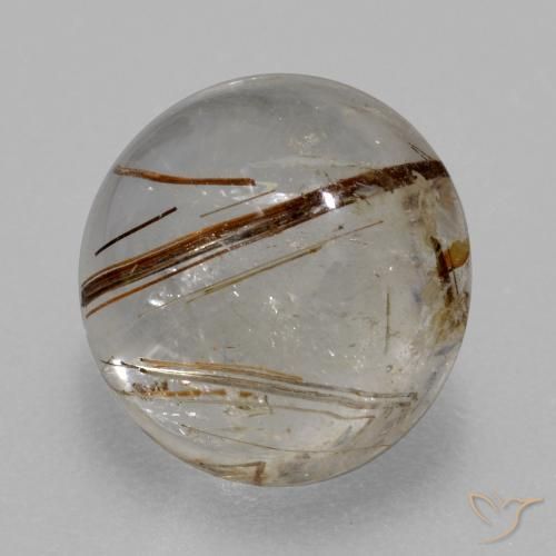 4.76ct طبيعي شفاف مع بنى كوارتز روتيل, دائري, شفاف