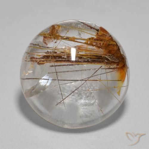 5.96ct طبيعي شفاف مع بنى كوارتز روتيل, دائري, شفاف