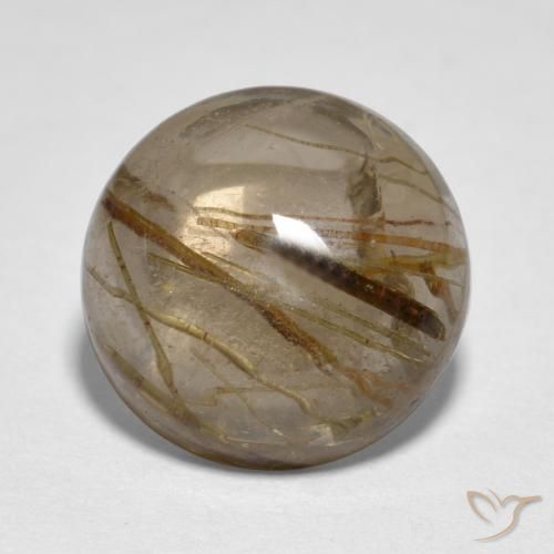 5.31ct طبيعي شفاف مع بنى كوارتز روتيل, دائري, شفاف