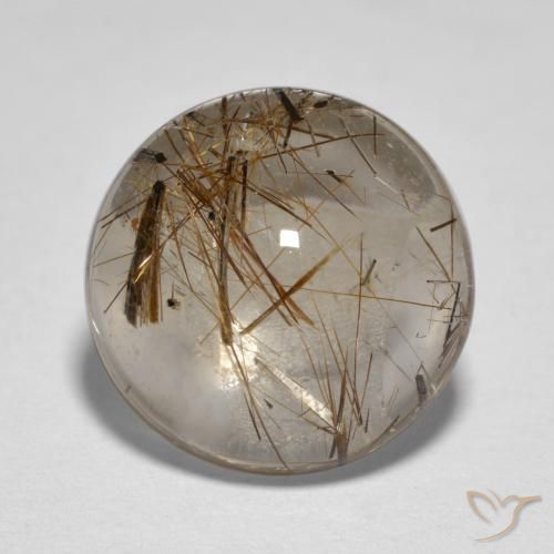 3.75ct طبيعي شفاف مع بنى كوارتز روتيل, دائري, شفاف