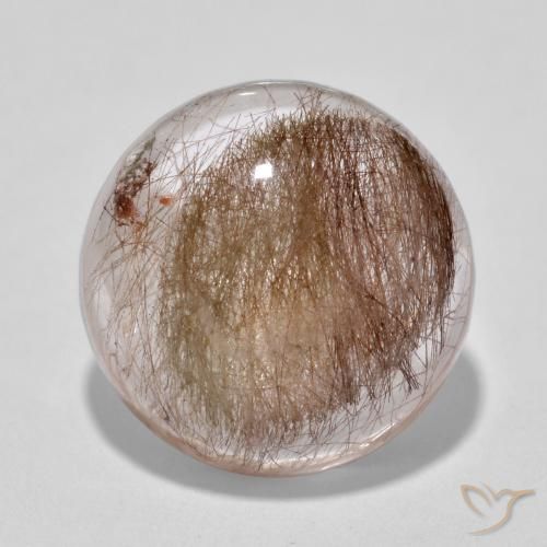 6.73ct طبيعي شفاف مع بنى كوارتز روتيل, دائري, نصف شفاف