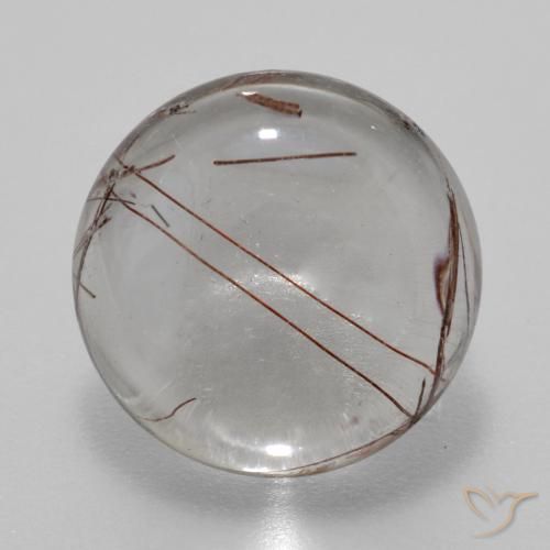 6.08ct طبيعي شفاف مع بنى كوارتز روتيل, دائري, شفاف