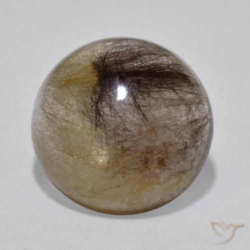 5.77ct طبيعي شفاف مع بنى كوارتز روتيل, دائري, نصف شفاف