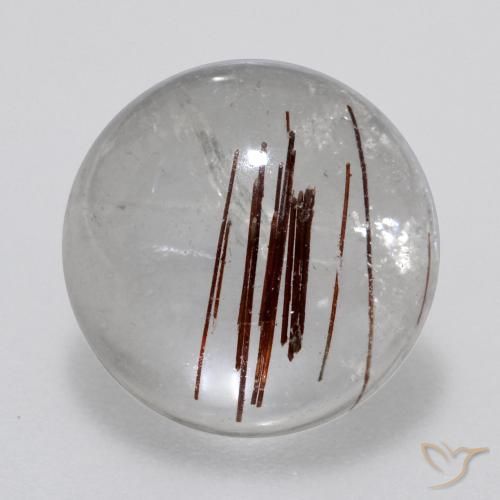 7.00ct طبيعي شفاف مع بنى كوارتز روتيل, دائري, شفاف