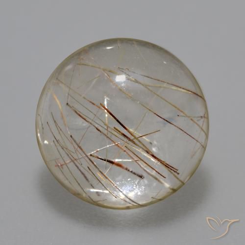 5.93ct طبيعي شفاف مع بنى كوارتز روتيل, دائري, شفاف