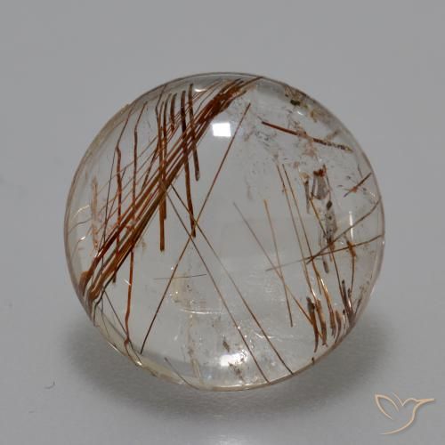 6.52ct طبيعي شفاف مع بنى كوارتز روتيل, دائري, شفاف