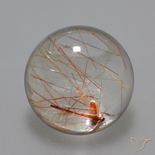 6.20ct طبيعي شفاف مع نحاسى كوارتز روتيل, دائري, شفاف