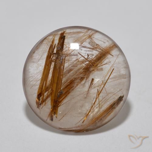 4.09ct طبيعي شفاف مع بنى كوارتز روتيل, دائري, شفاف