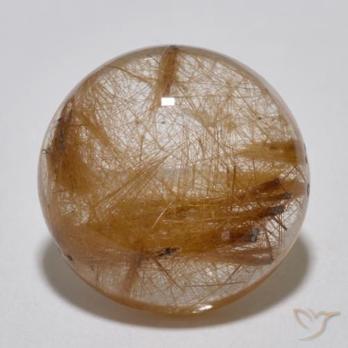 7.14ct طبيعي بنى مصفر فاتح جدا كوارتز روتيل, دائري, نصف شفاف
