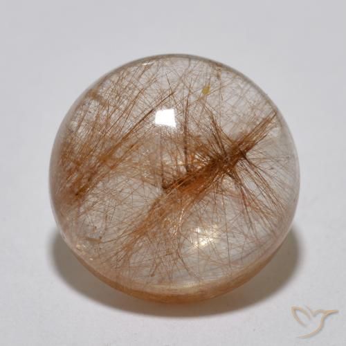 6.99ct طبيعي بنى مصفر فاتح جدا كوارتز روتيل, دائري, نصف شفاف