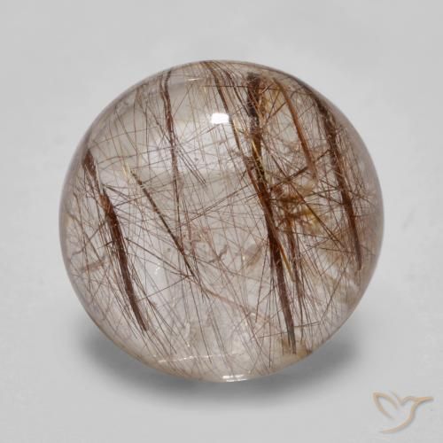 5.01ct طبيعي شفاف مع بنى كوارتز روتيل, دائري, شفاف