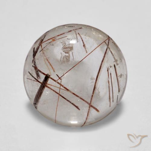 3.40ct طبيعي شفاف مع بنى كوارتز روتيل, دائري, شفاف