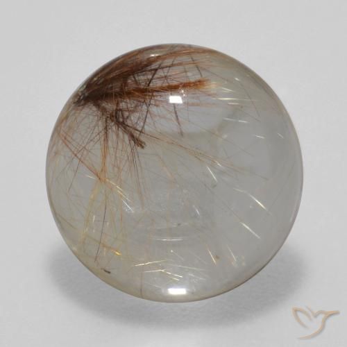 5.38ct طبيعي شفاف مع بنى كوارتز روتيل, دائري, شفاف