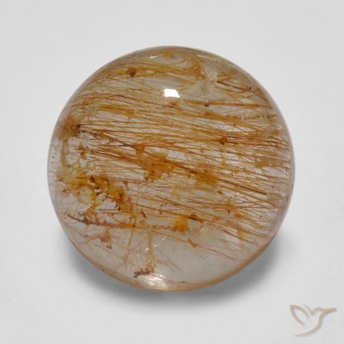5.67ct طبيعي بنى دافئ كوارتز روتيل, دائري, نصف شفاف