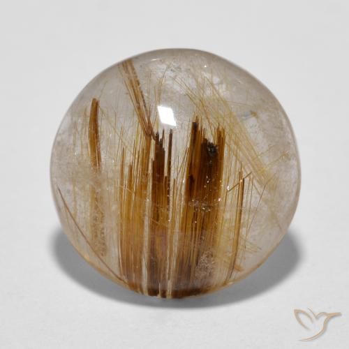 4.31ct طبيعي بنى دافئ كوارتز روتيل, دائري, نصف شفاف