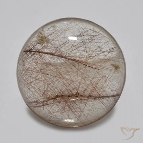 3.82ct طبيعي شفاف مع بنى كوارتز روتيل, دائري, شفاف