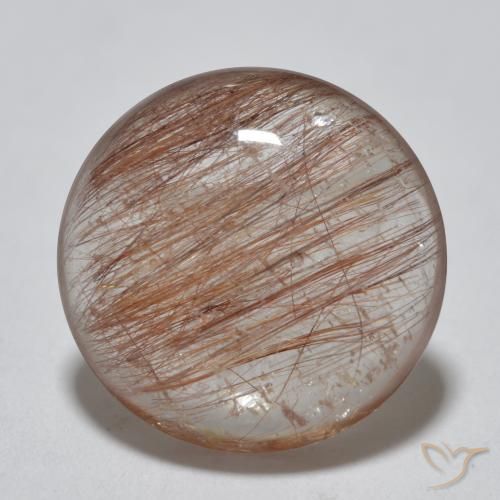 3.96ct طبيعي بنى القرفة فاتح كوارتز روتيل, دائري, نصف شفاف
