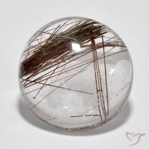 6.95ct طبيعي شفاف مع بنى كوارتز روتيل, دائري, شفاف