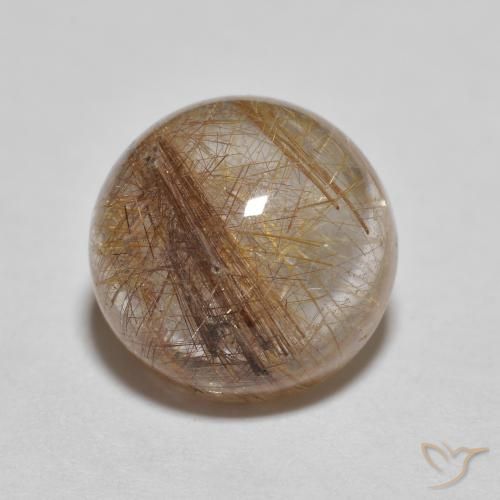 3.71ct طبيعي بنى مصفر فاتح جدا كوارتز روتيل, دائري, شفاف
