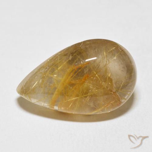 15.75ct طبيعي ذهب كوارتز روتيل, شكل الكمثرى, شفاف