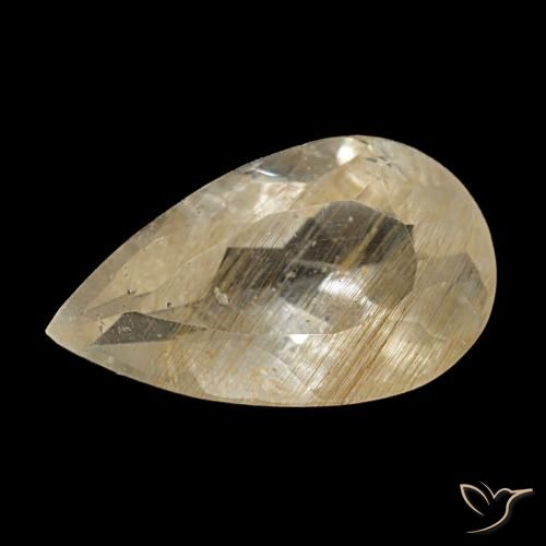 3.19ct أصفر توباز روتيل, شكل الكمثرى, شفاف